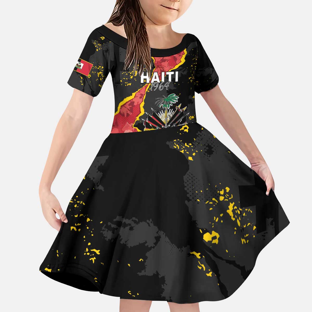 Personalised Haiti 1964 Kid Short Sleeve Dress Coat Of Arms Unique Style
