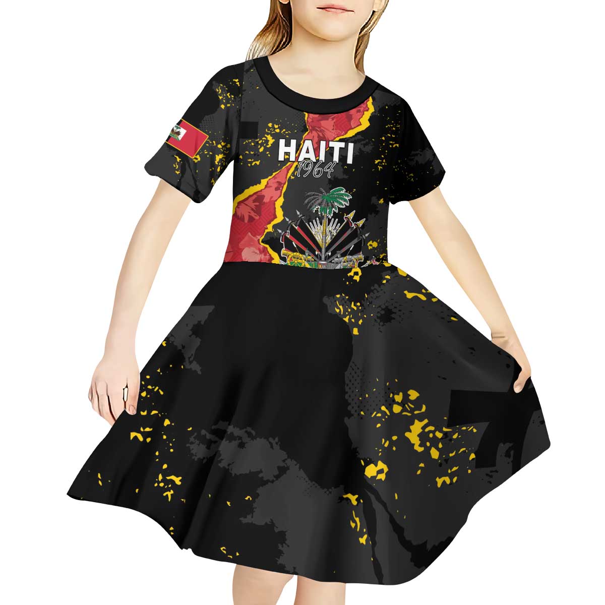 Personalised Haiti 1964 Kid Short Sleeve Dress Coat Of Arms Unique Style