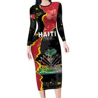 Personalised Haiti 1964 Long Sleeve Bodycon Dress Coat Of Arms Unique Style