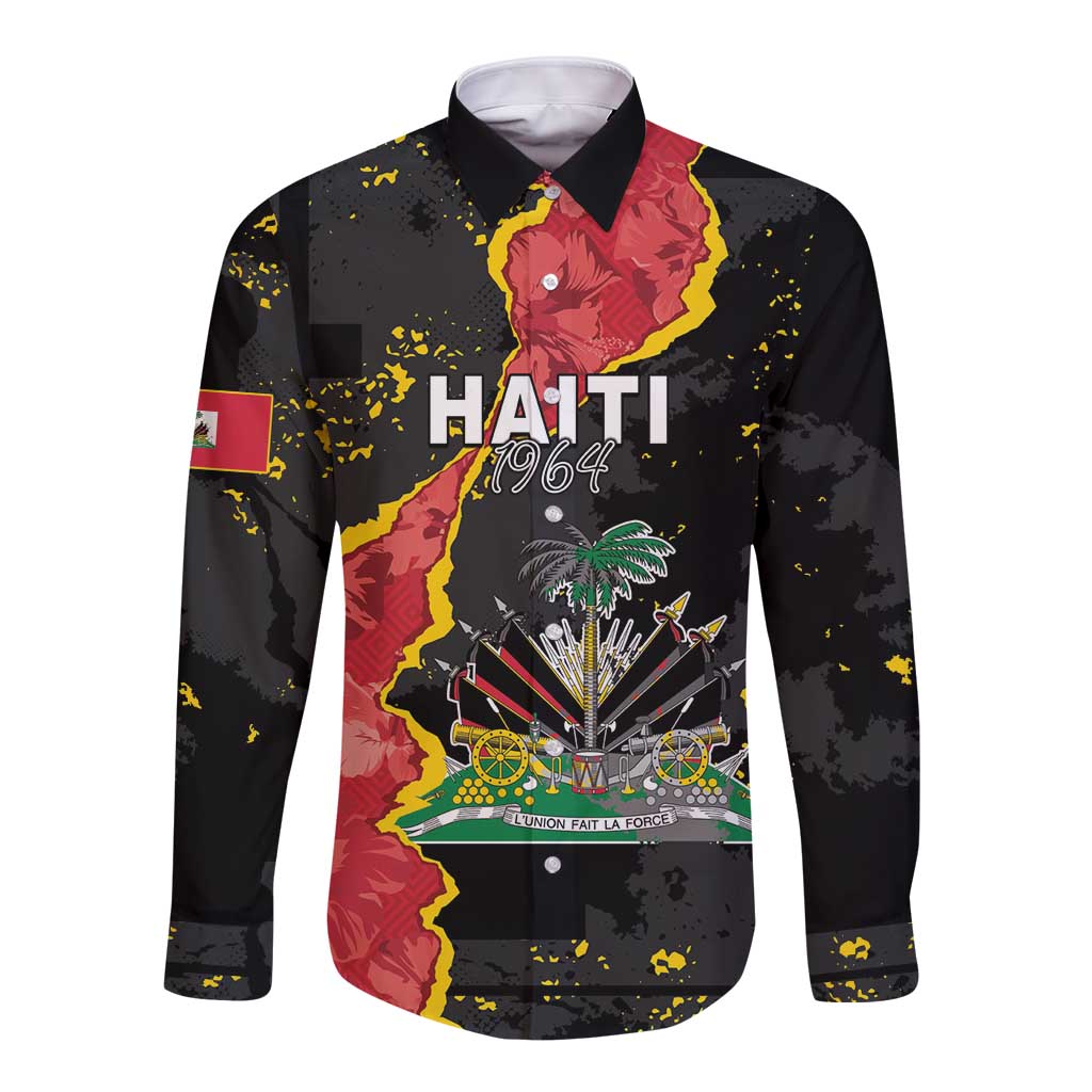 Personalised Haiti 1964 Long Sleeve Button Shirt Coat Of Arms Unique Style