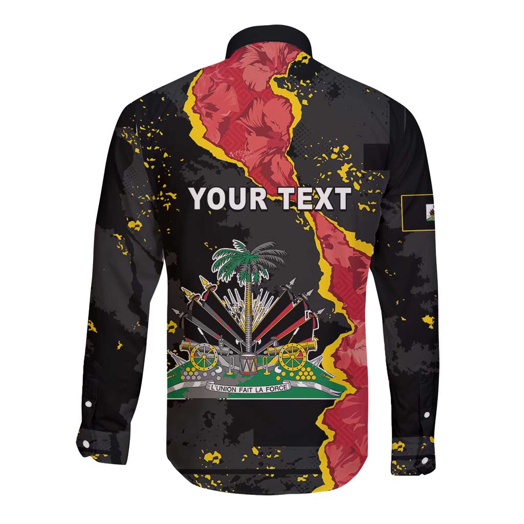 Personalised Haiti 1964 Long Sleeve Button Shirt Coat Of Arms Unique Style