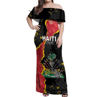 Personalised Haiti 1964 Off Shoulder Maxi Dress Coat Of Arms Unique Style