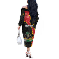 Personalised Haiti 1964 Off The Shoulder Long Sleeve Dress Coat Of Arms Unique Style