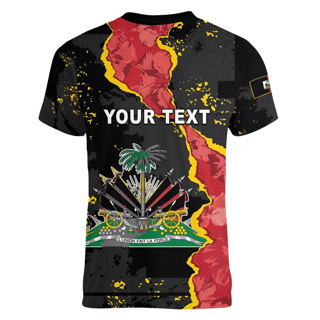 Personalised Haiti 1964 Women V-Neck T-Shirt Coat Of Arms Unique Style