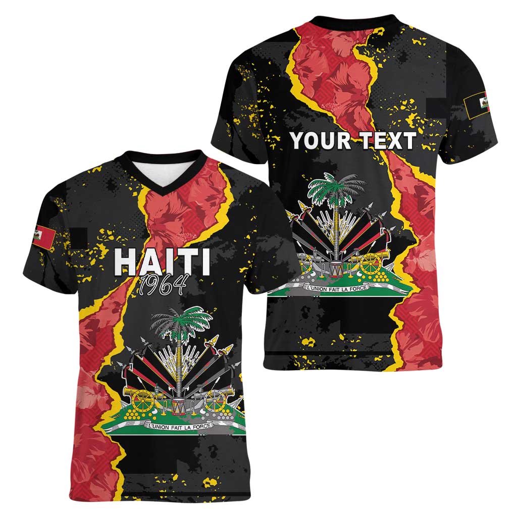 Personalised Haiti 1964 Women V-Neck T-Shirt Coat Of Arms Unique Style