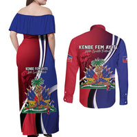 Haiti Strong Couples Matching Off Shoulder Maxi Dress and Long Sleeve Button Shirt Kenbe Fem Ayiti