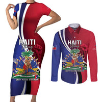Haiti Strong Couples Matching Short Sleeve Bodycon Dress and Long Sleeve Button Shirt Kenbe Fem Ayiti
