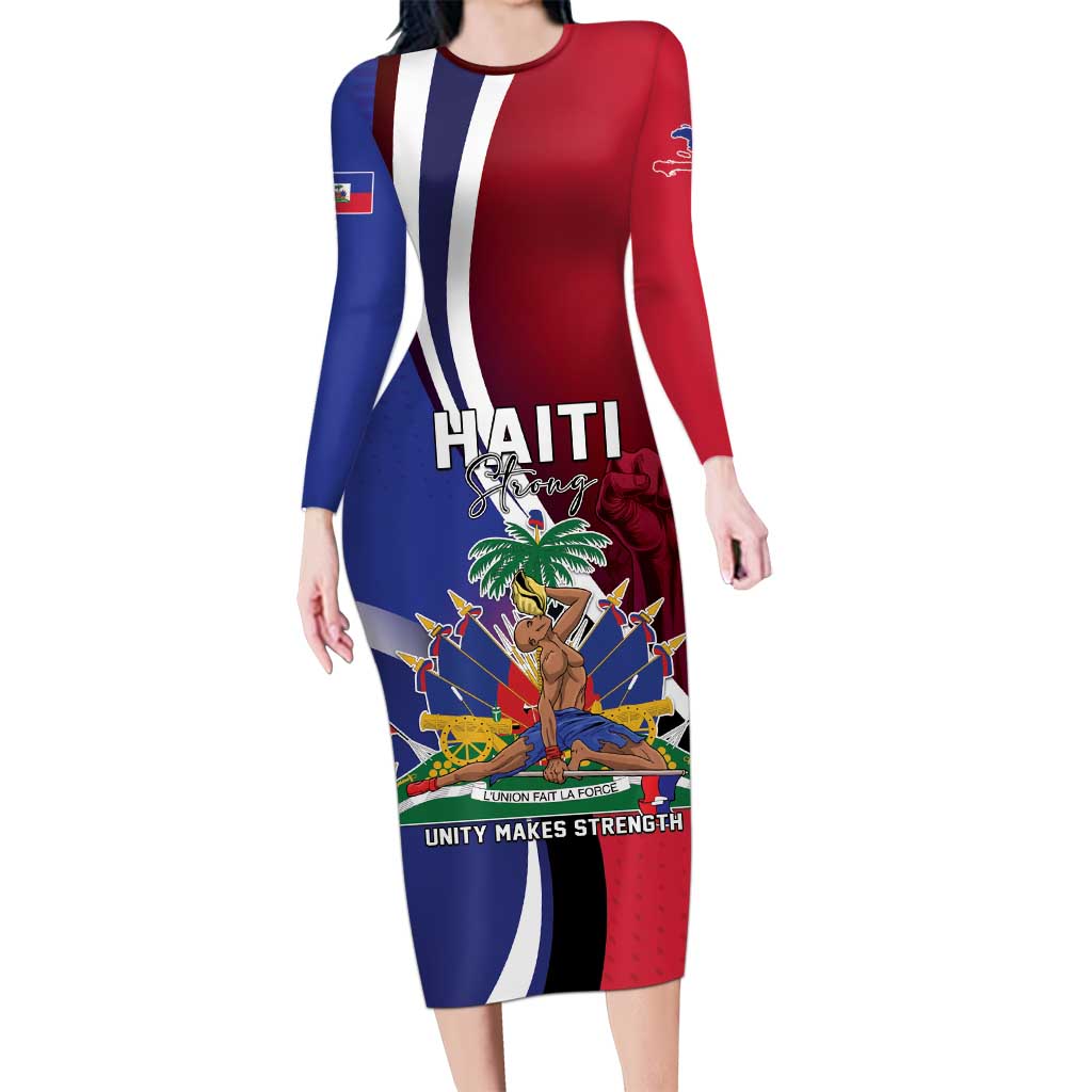 Haiti Strong Family Matching Long Sleeve Bodycon Dress and Hawaiian Shirt Kenbe Fem Ayiti