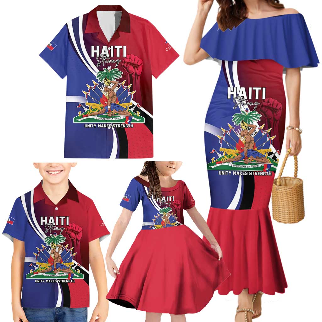 Haiti Strong Family Matching Mermaid Dress and Hawaiian Shirt Kenbe Fem Ayiti