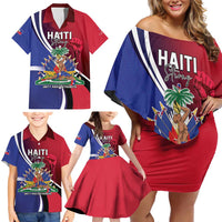 Haiti Strong Family Matching Off Shoulder Short Dress and Hawaiian Shirt Kenbe Fem Ayiti