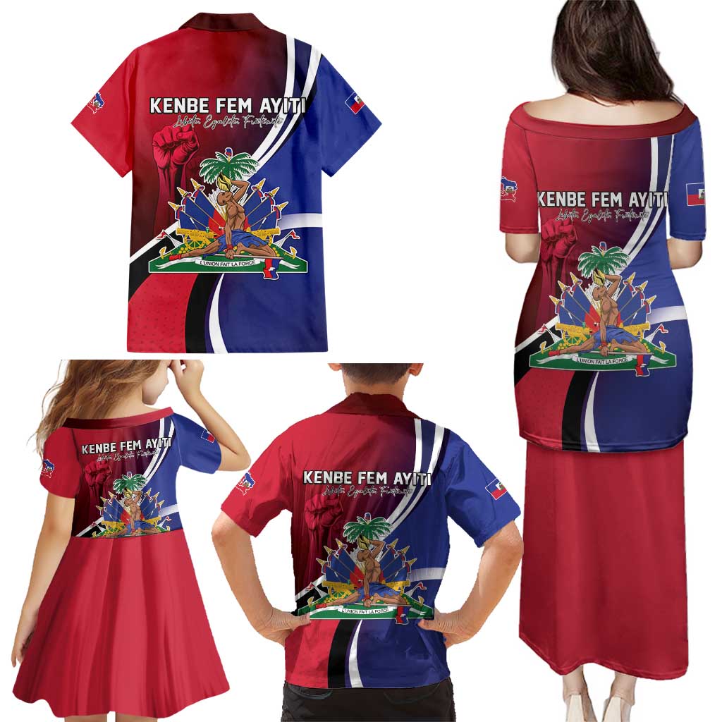 Haiti Strong Family Matching Puletasi and Hawaiian Shirt Kenbe Fem Ayiti