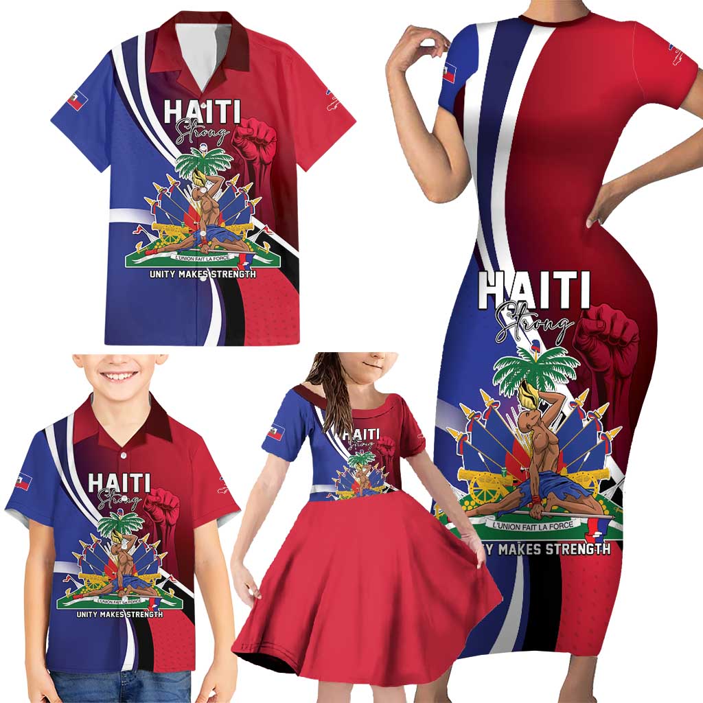 Haiti Strong Family Matching Short Sleeve Bodycon Dress and Hawaiian Shirt Kenbe Fem Ayiti