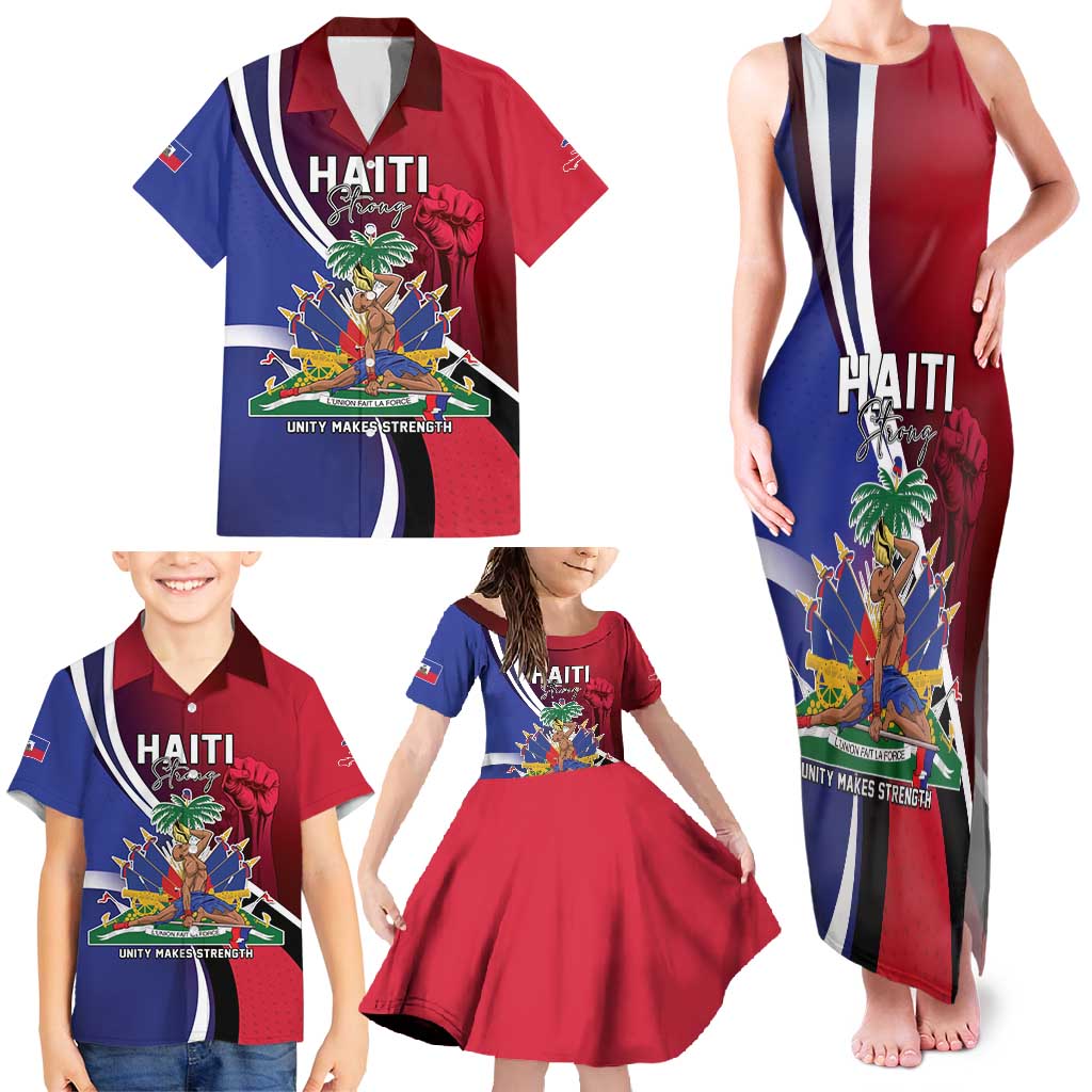Haiti Strong Family Matching Tank Maxi Dress and Hawaiian Shirt Kenbe Fem Ayiti
