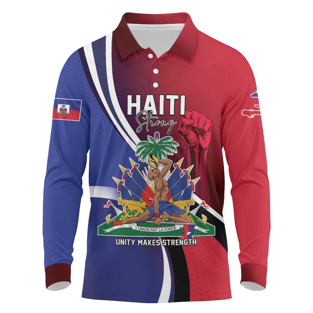 Haiti Strong Long Sleeve Polo Shirt Kenbe Fem Ayiti