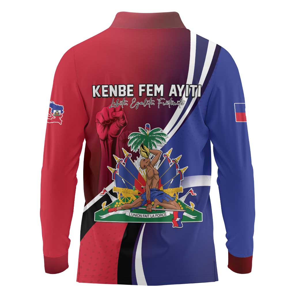 Haiti Strong Long Sleeve Polo Shirt Kenbe Fem Ayiti