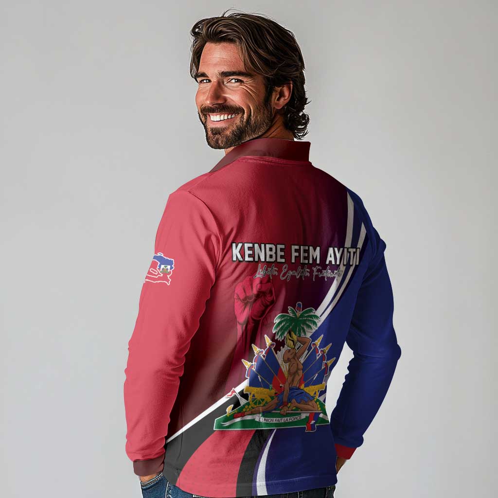 Haiti Strong Long Sleeve Polo Shirt Kenbe Fem Ayiti