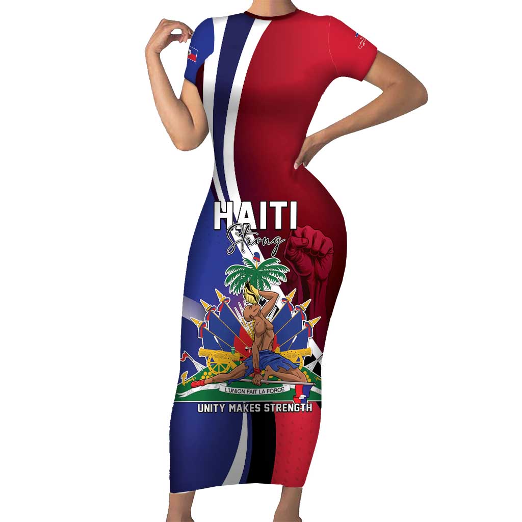 Haiti Strong Short Sleeve Bodycon Dress Kenbe Fem Ayiti