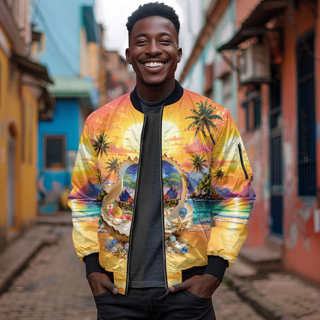 Haiti Sleeve Zip Bomber Jacket The Pearl Of The Antilles