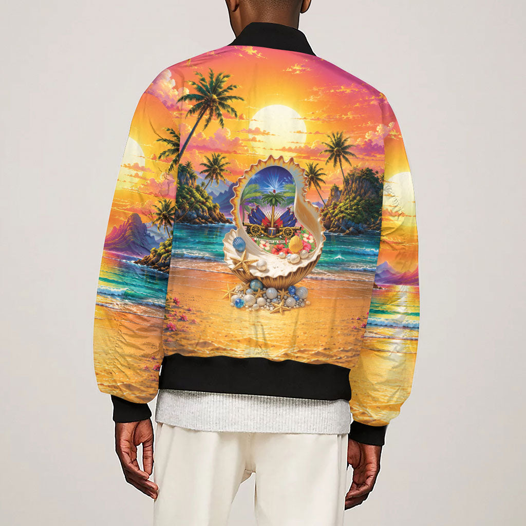 Haiti Sleeve Zip Bomber Jacket The Pearl Of The Antilles