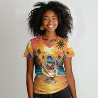 Haiti Women V-Neck T-Shirt The Pearl Of The Antilles