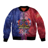 Haitian Zoe Bomber Jacket Roaring Lion With Coat Of Arms