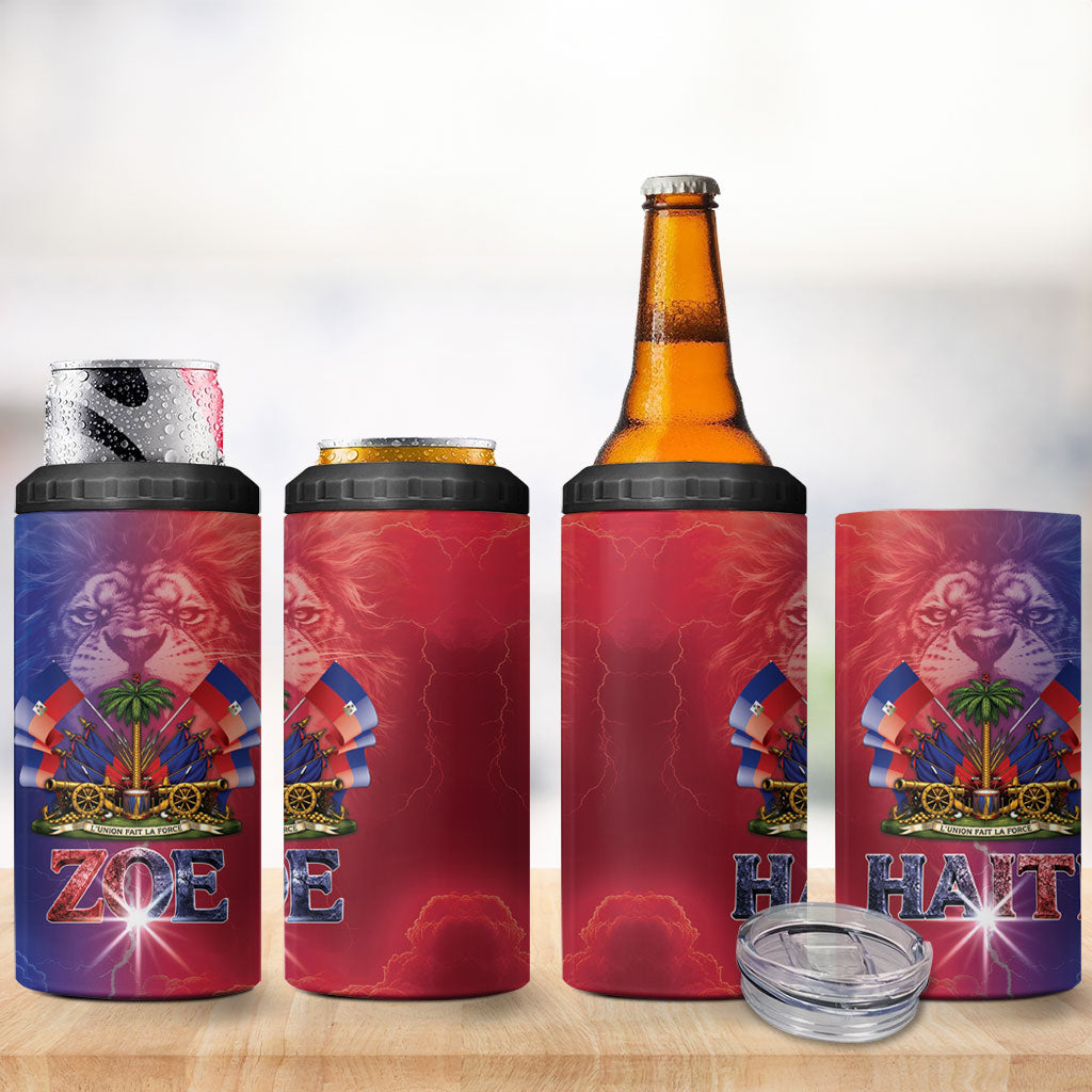Haitian Zoe 4 in 1 Can Cooler Tumbler Roaring Lion With Coat Of Arms