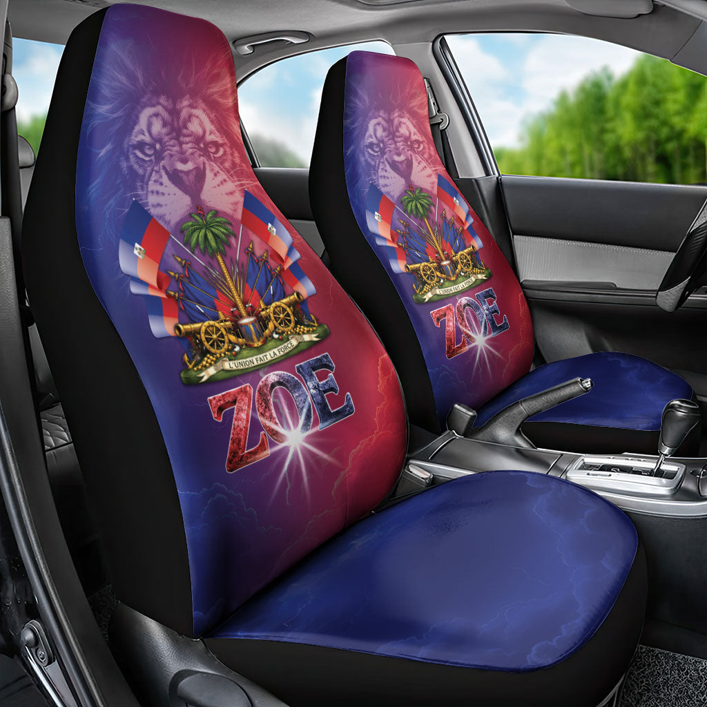 Haitian Zoe Car Seat Cover Roaring Lion With Coat Of Arms