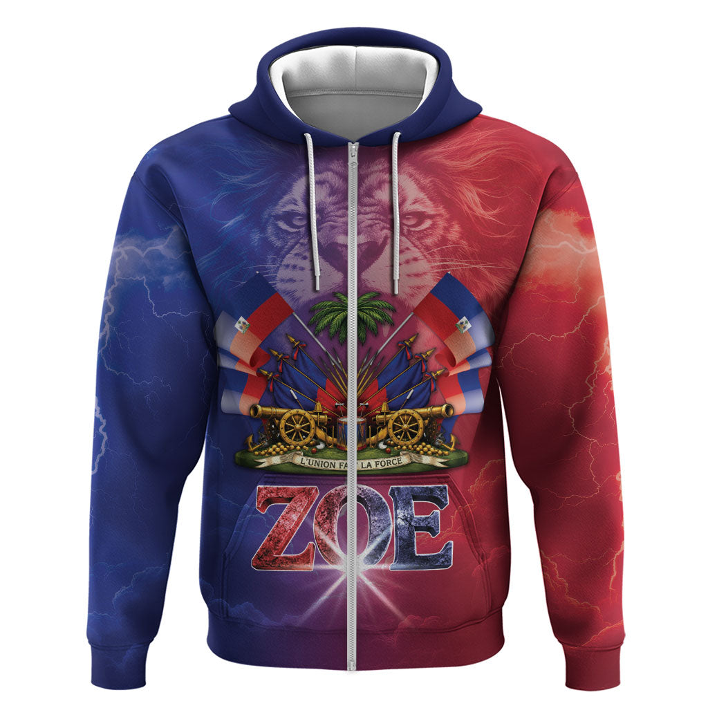 Haitian Zoe Hoodie Roaring Lion With Coat Of Arms