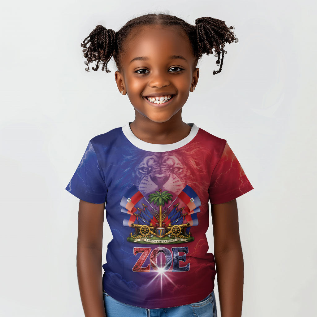 Haitian Zoe Kid T shirt Roaring Lion With Coat Of Arms