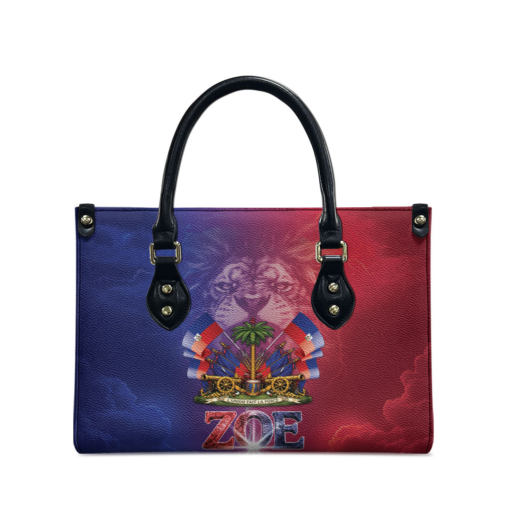 Haitian Zoe Leather Bag Roaring Lion With Coat Of Arms