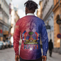 Haitian Zoe Long Sleeve Button Shirt Roaring Lion With Coat Of Arms