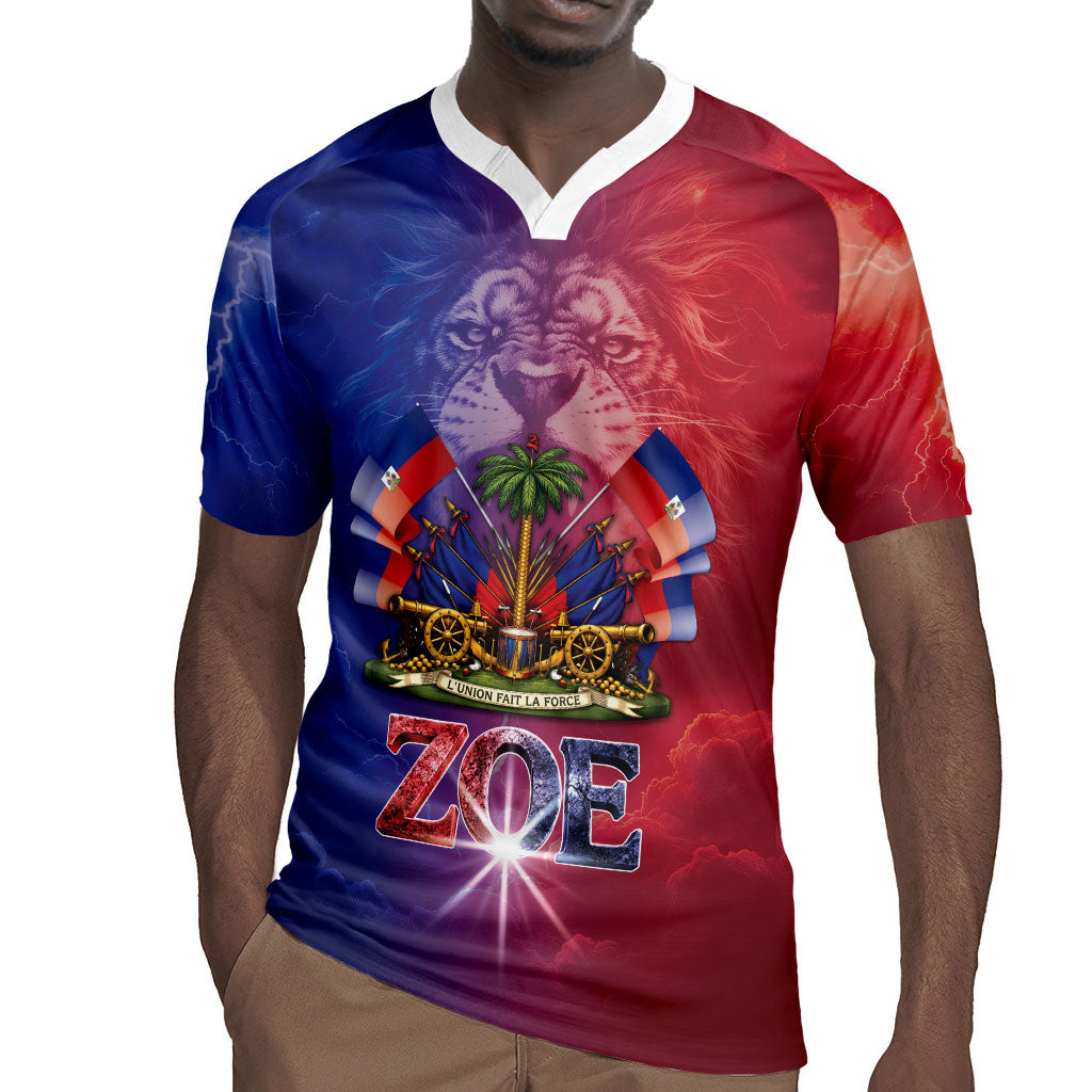Haitian Zoe Rugby Jersey Roaring Lion With Coat Of Arms
