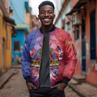 Haitian Zoe Sleeve Zip Bomber Jacket Roaring Lion With Coat Of Arms
