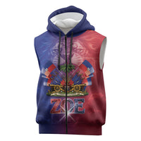 Haitian Zoe Sleeveless Zip Hoodie Roaring Lion With Coat Of Arms