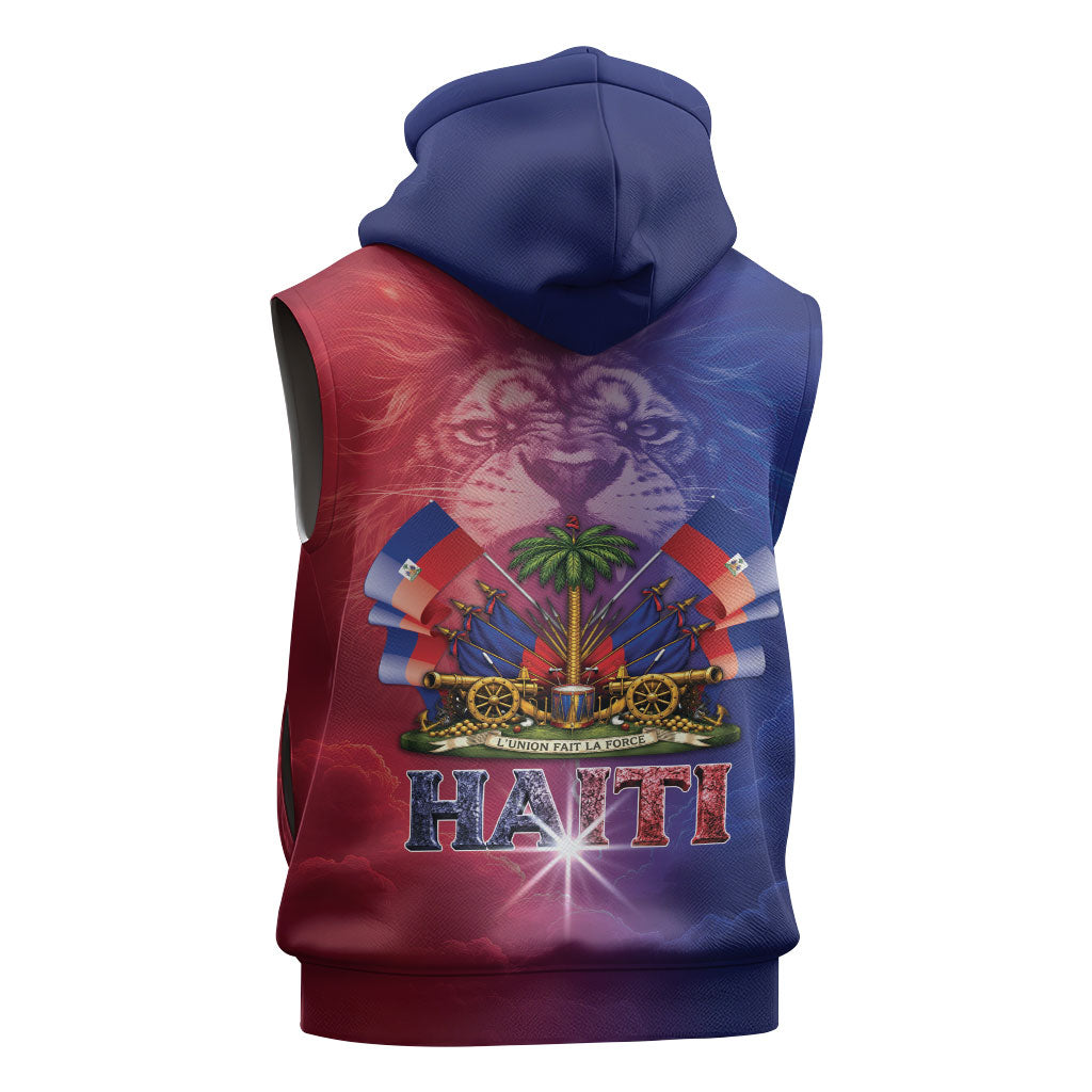 Haitian Zoe Sleeveless Zip Hoodie Roaring Lion With Coat Of Arms