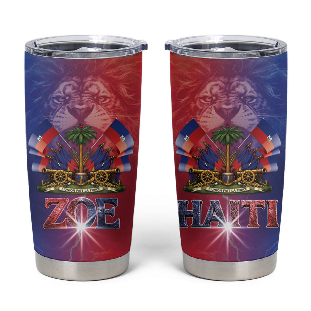 Haitian Zoe Tumbler Cup Roaring Lion With Coat Of Arms