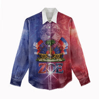 Haitian Zoe Women Casual Shirt Roaring Lion With Coat Of Arms
