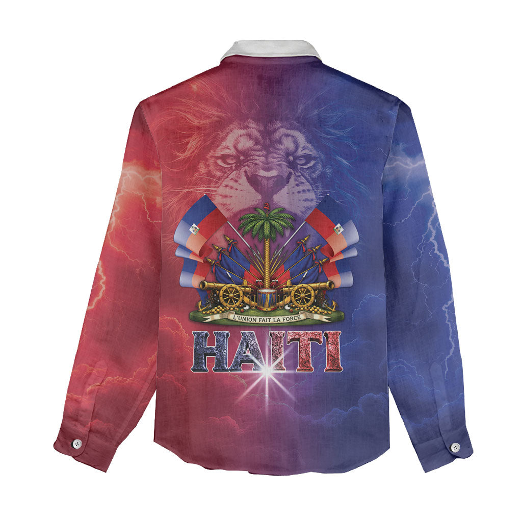 Haitian Zoe Women Casual Shirt Roaring Lion With Coat Of Arms