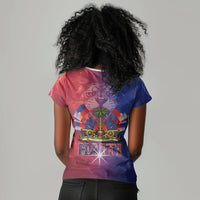 Haitian Zoe Women V-Neck T-Shirt Roaring Lion With Coat Of Arms