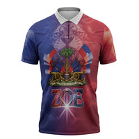 Haitian Zoe Zipper Polo Shirt Roaring Lion With Coat Of Arms