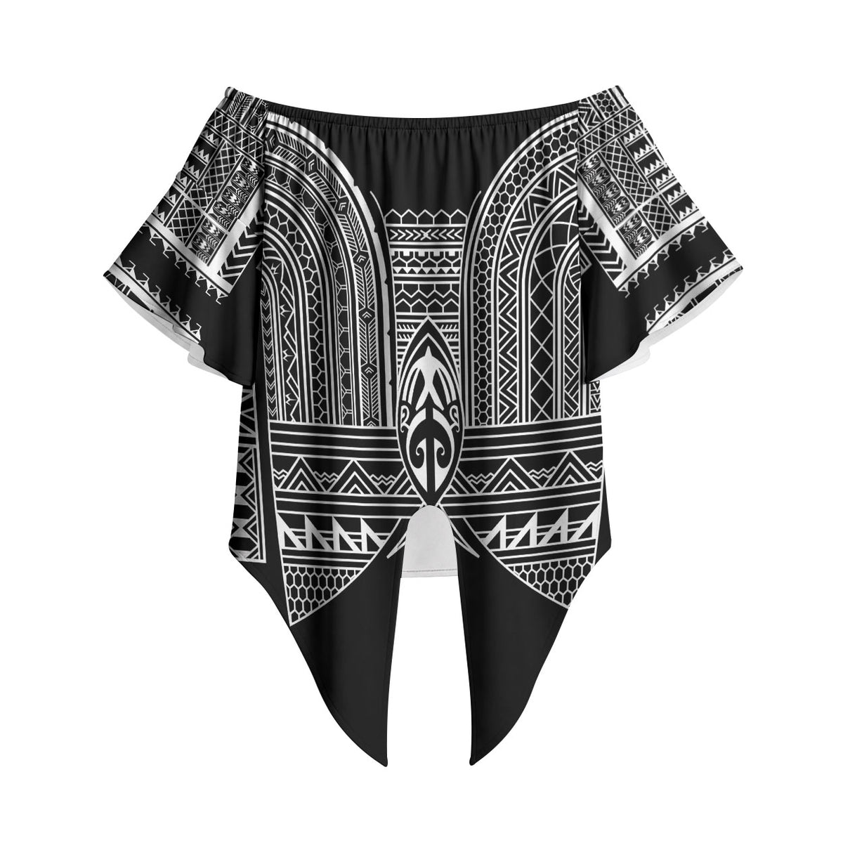 Philippines Igorot Tribal Inspired Off Shoulder Wrap Waist Top Black Version