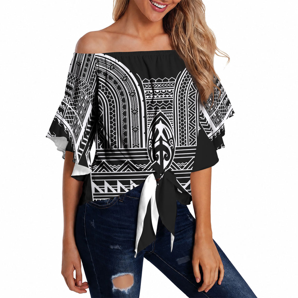 Philippines Igorot Tribal Inspired Off Shoulder Wrap Waist Top Black Version
