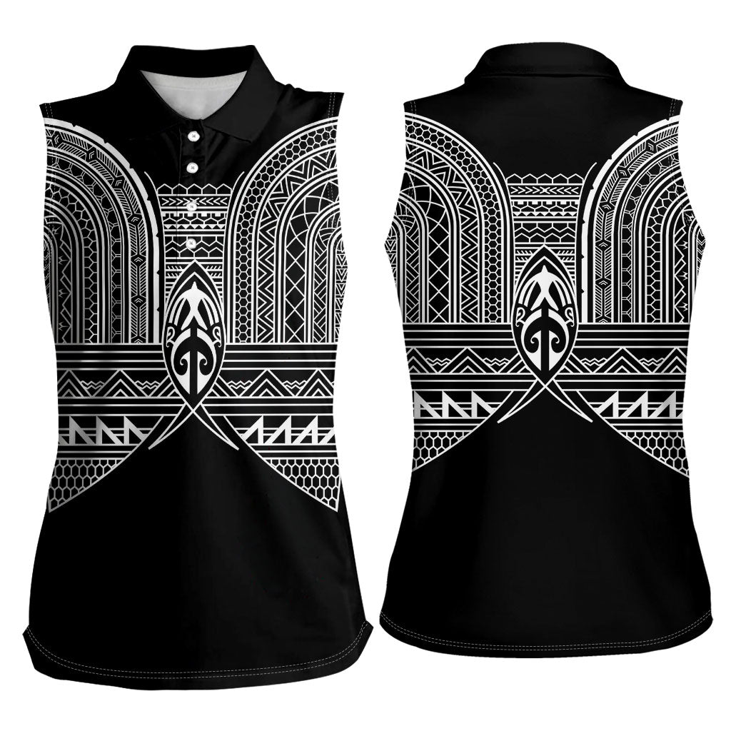 Philippines Igorot Tribal Inspired Women Sleeveless Polo Shirt Black Version