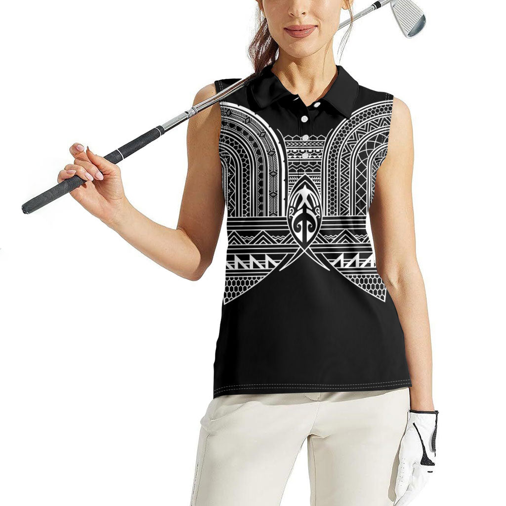 Philippines Igorot Tribal Inspired Women Sleeveless Polo Shirt Black Version