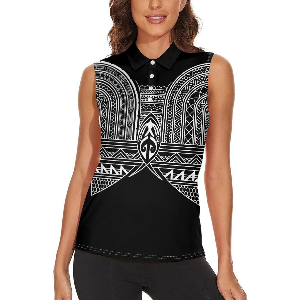 Philippines Igorot Tribal Inspired Women Sleeveless Polo Shirt Black Version