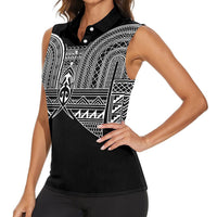 Philippines Igorot Tribal Inspired Women Sleeveless Polo Shirt Black Version