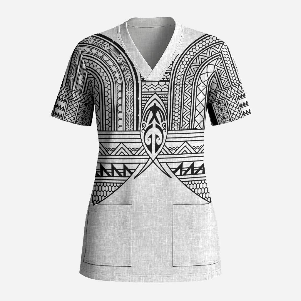 Philippines Igorot Tribal Inspired Scrub Top White Version