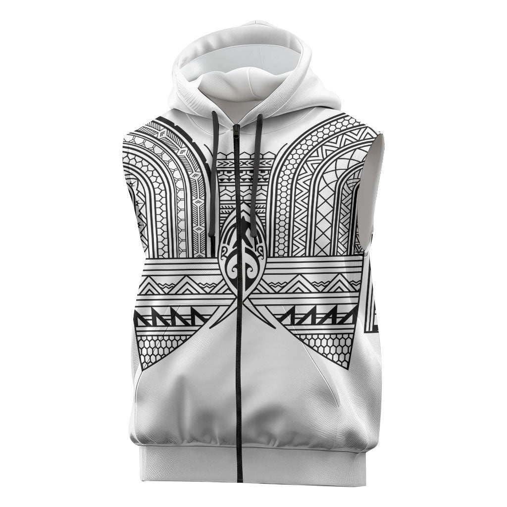Philippines Igorot Tribal Inspired Sleeveless Zip Hoodie White Version