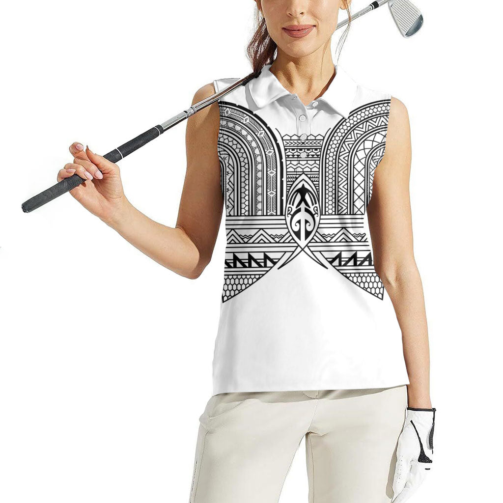 Philippines Igorot Tribal Inspired Women Sleeveless Polo Shirt White Version