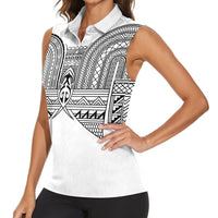 Philippines Igorot Tribal Inspired Women Sleeveless Polo Shirt White Version